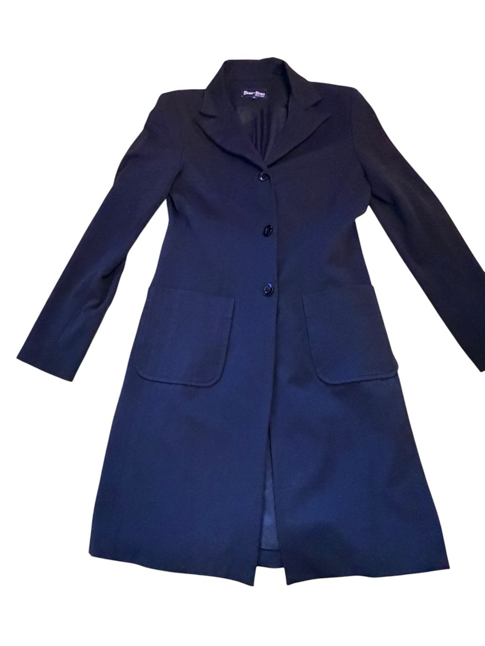 Bisou Bisou Long Black Single-Breasted Blazer/Coat